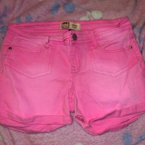 pink denim shorts
